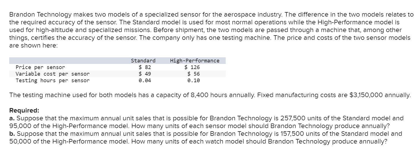  Brandon Technology makes two models of a specialized sensor for the