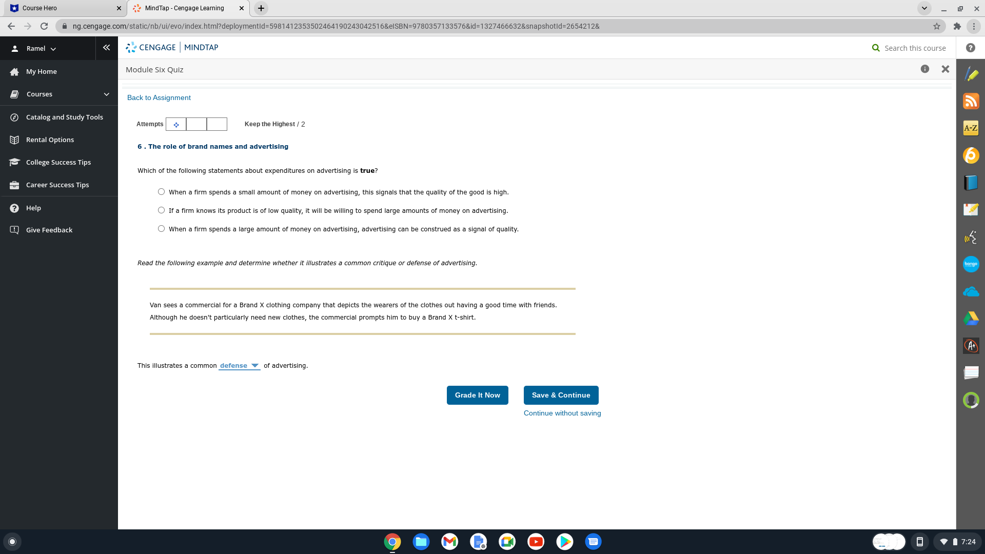 Course Hero x MindTap - Cengage Learning X + X A