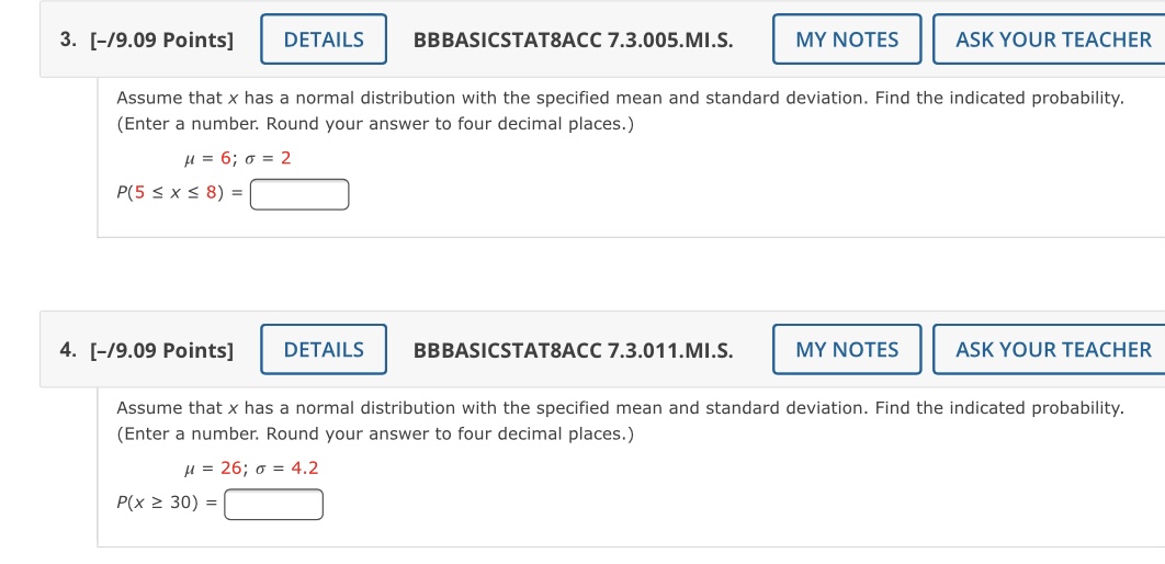  3. [-/9.09 Points] DETAILS BBBASICSTAT8ACC 7.3.005.MI.S. MY NOTES ASK YOUR TEACHER