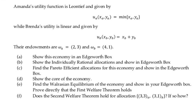 ,.. I need your input here please Amanda's utility function is Leontief