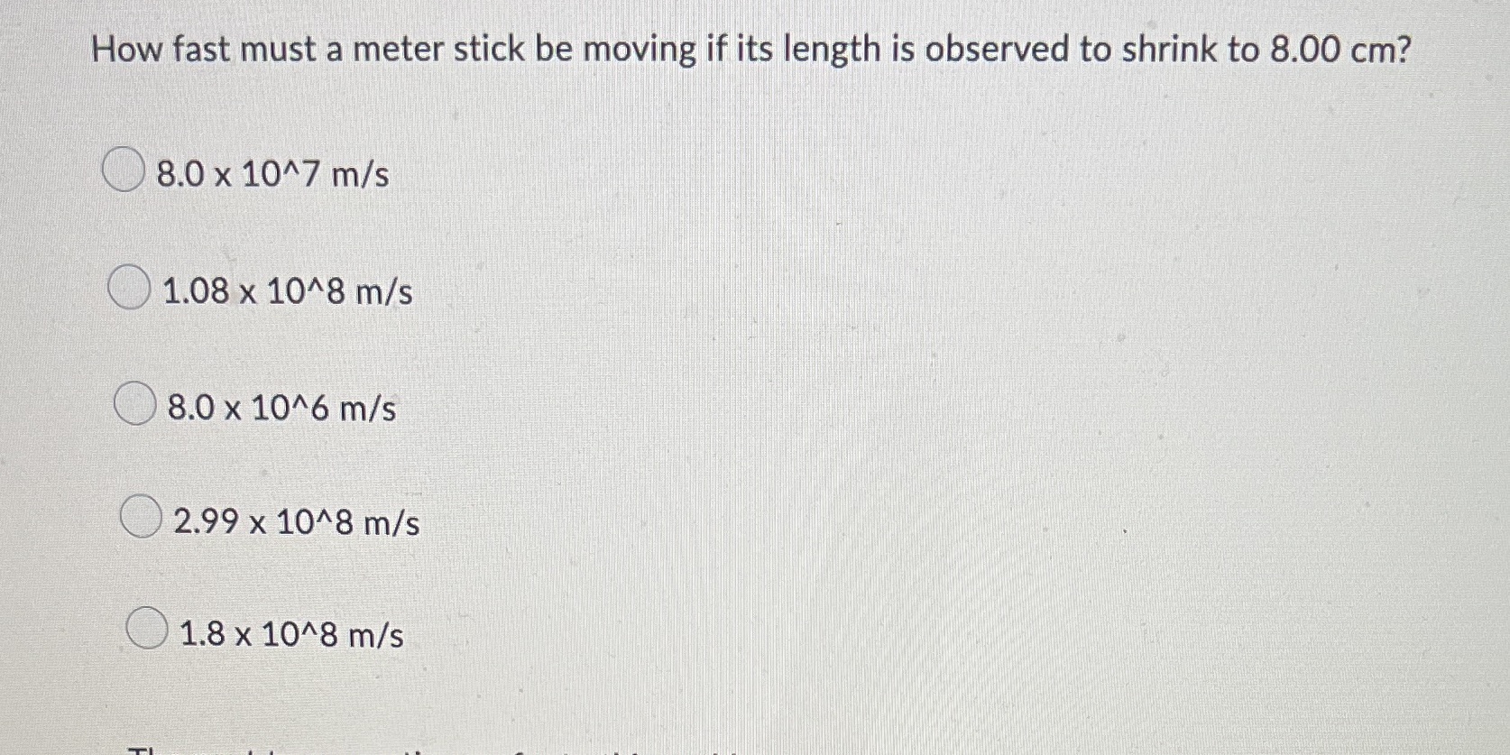 How fast must a meter stick be moving if its length