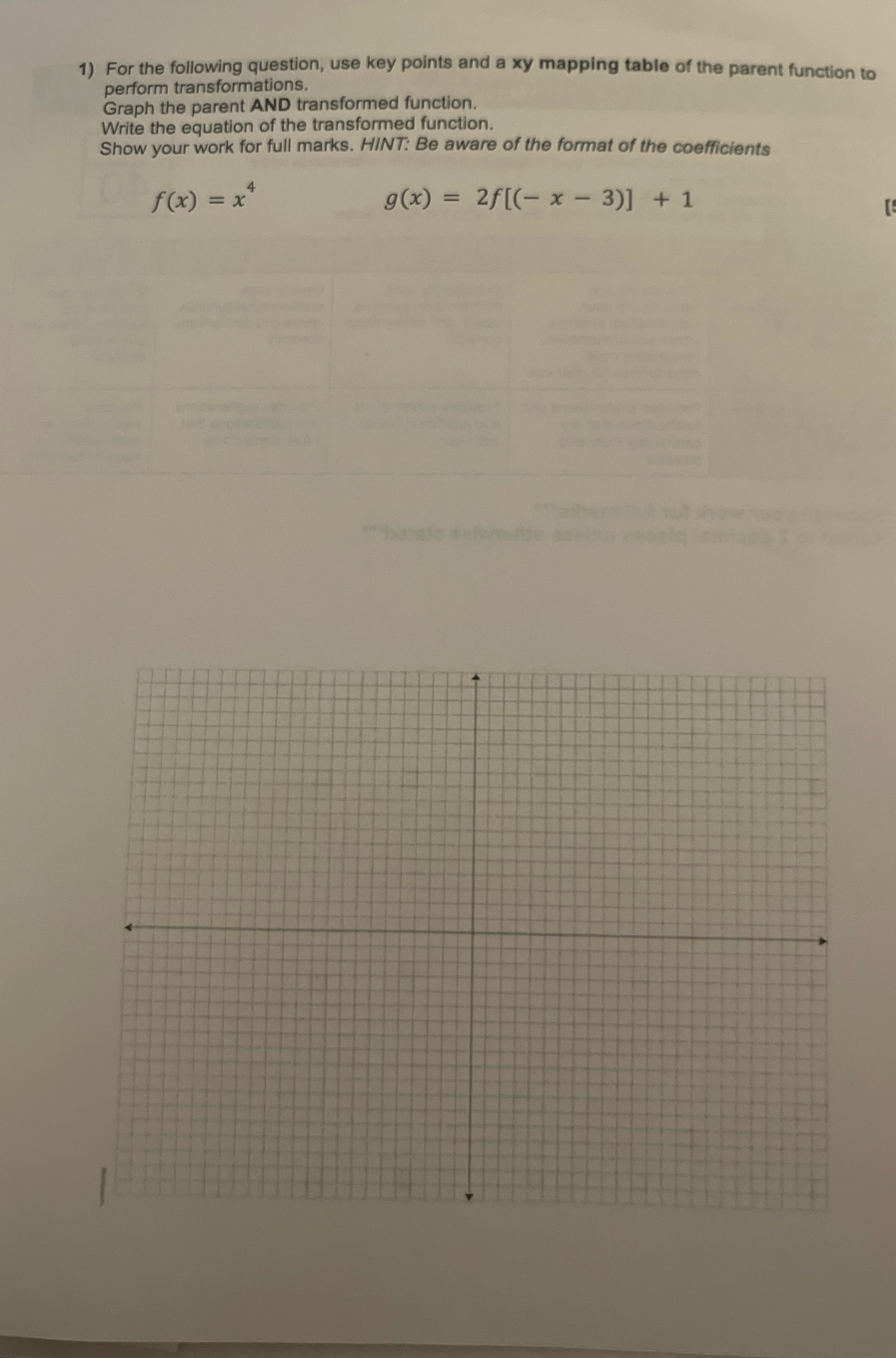 1) For the following question, use key points and a xy