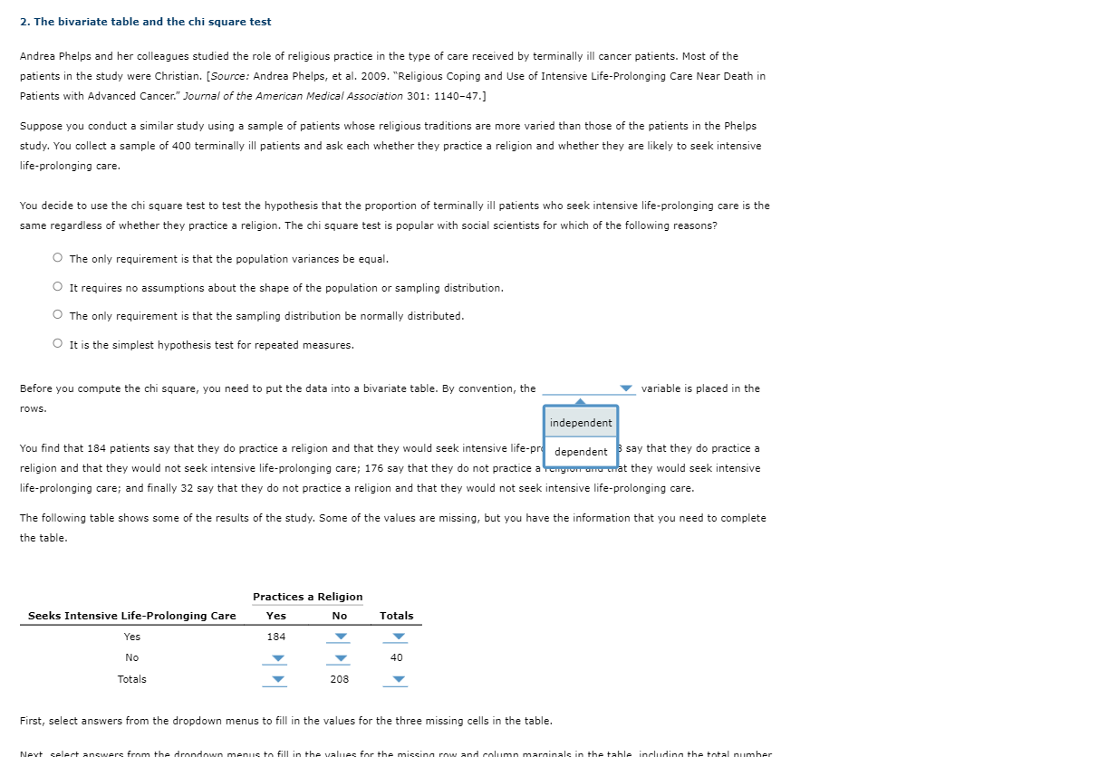 square test Andrea Phelps and her colleagues studied the role of religious