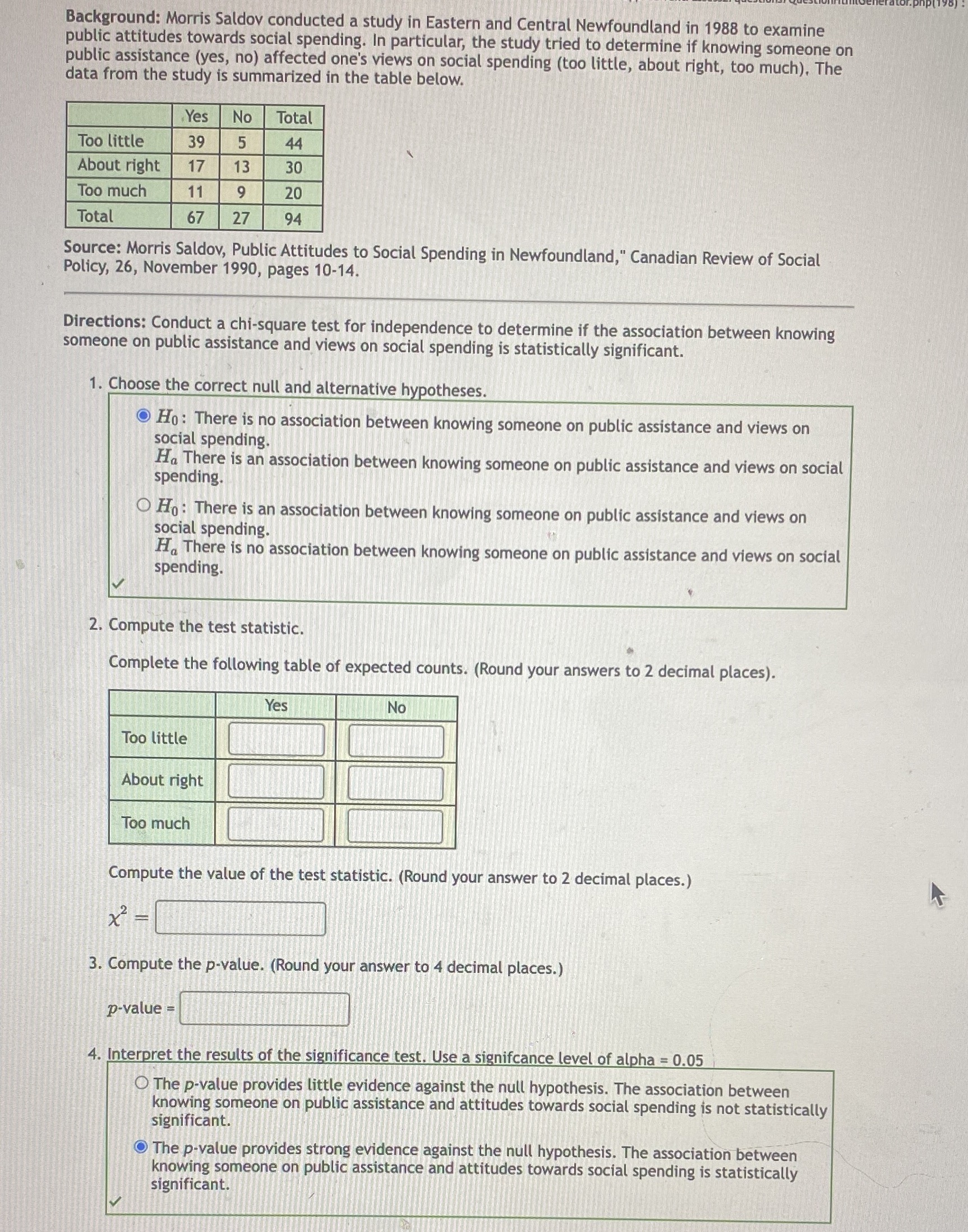 please answer 2 & 3 Background: Morris Saldov conducted a study in