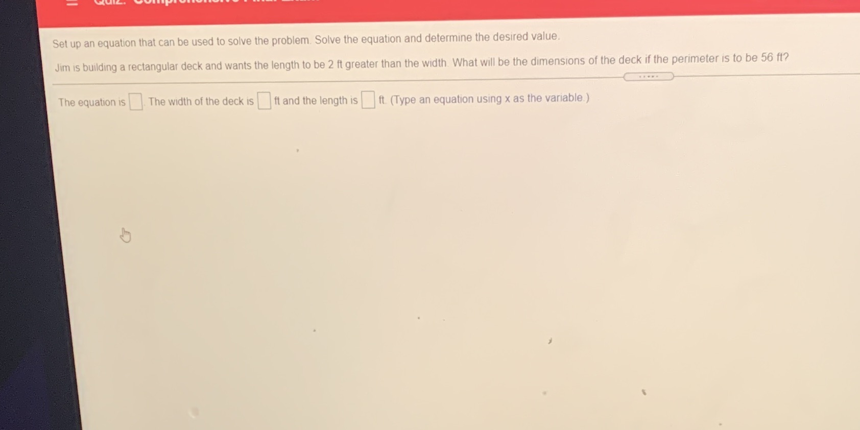  Set up an equation that can be used to solve the