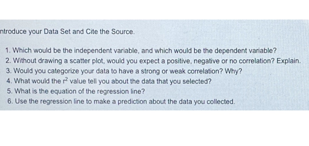 ntroduce your Data Set and Cite the Source. 1. Which would