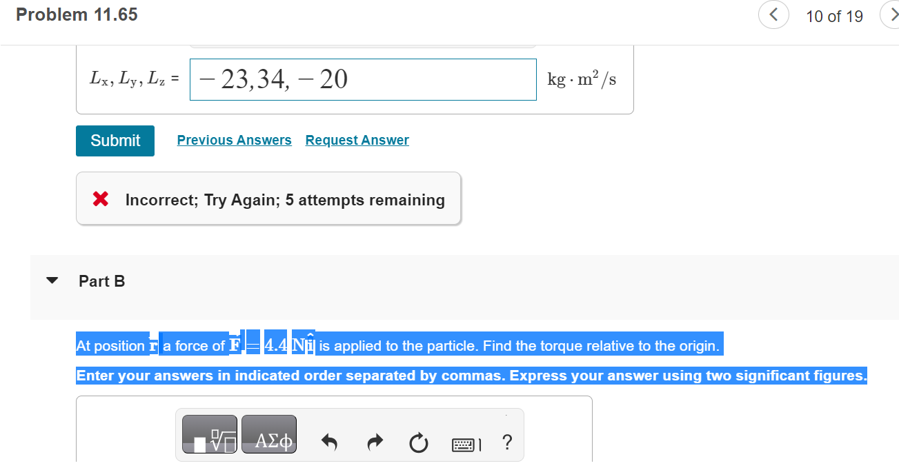 v Part A IOof19 (8.0f +6.05) m/s. = (2.93 + 4.4Q) m.