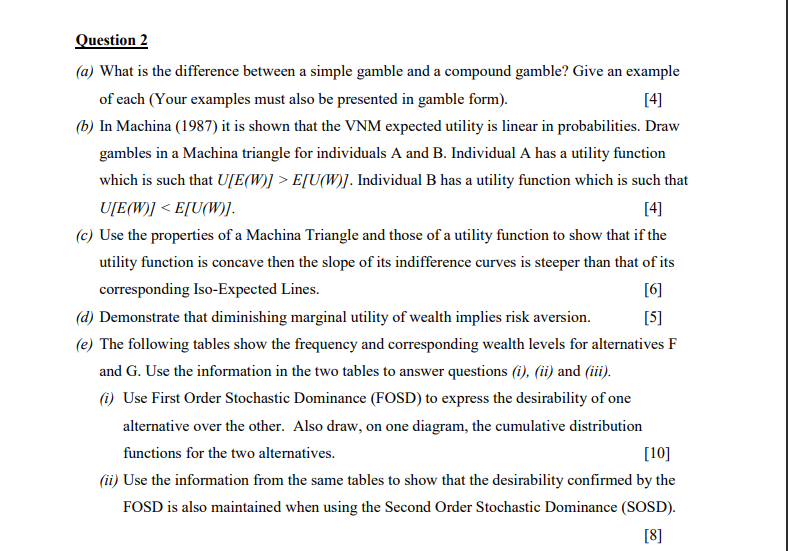 Question 2 (a) What is the difference between a simple gamble