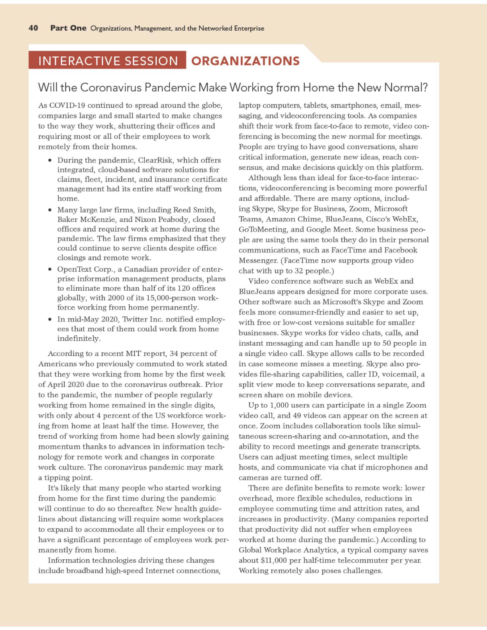  40 Part One Organizations, Management, and the Networked Enterprise INTERACTIVE SESSION