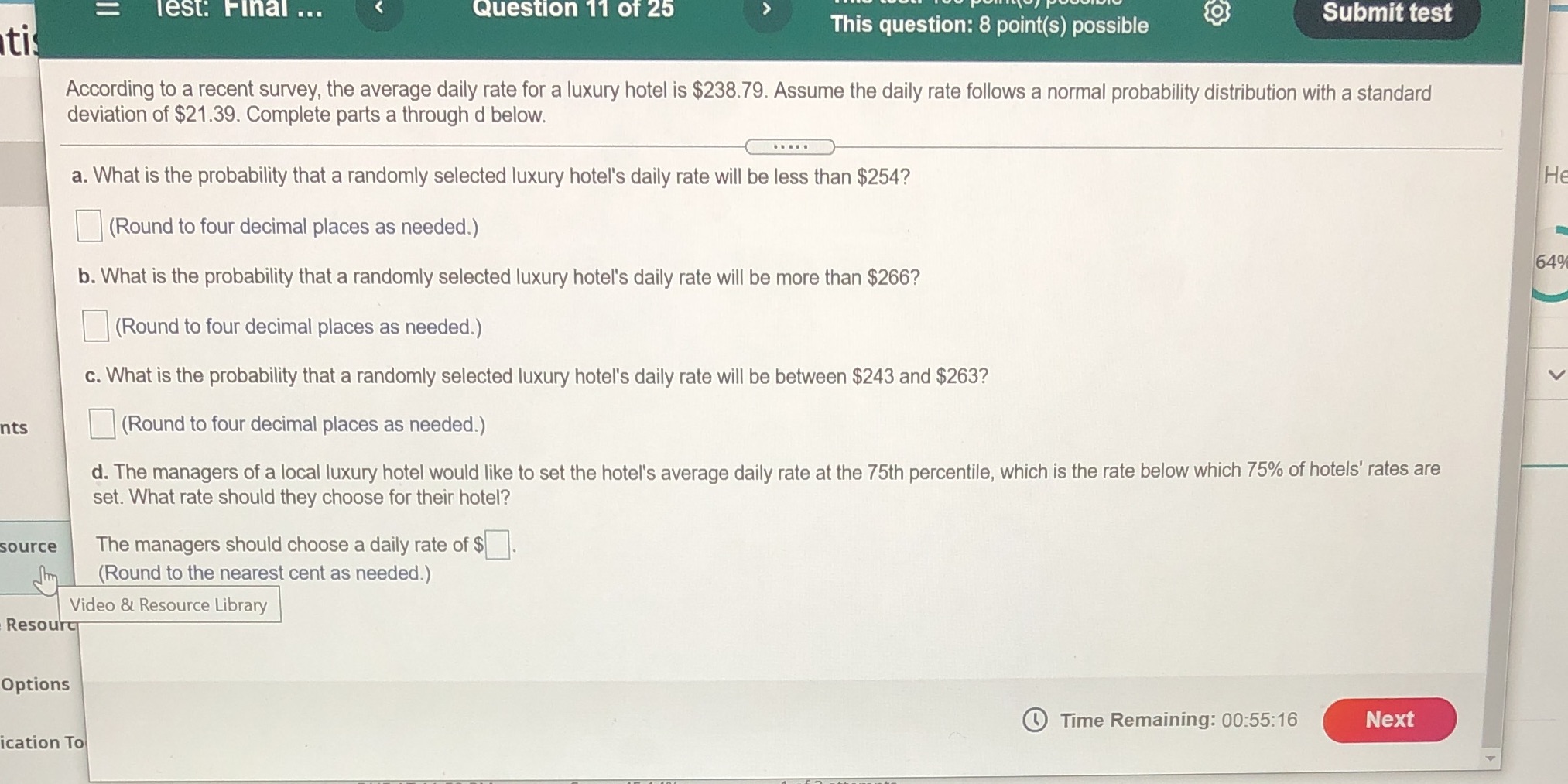  lest: Final . .. Question 11 of 25 This question: 8