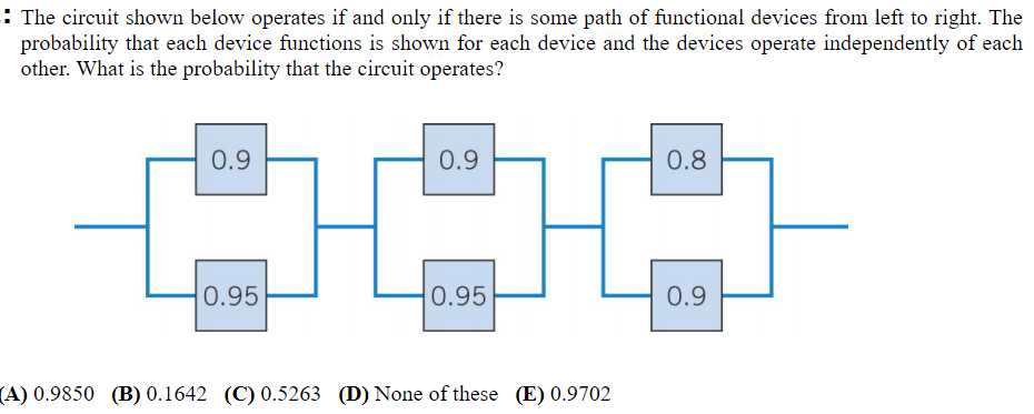  : The circuit shown below operates if and only if there