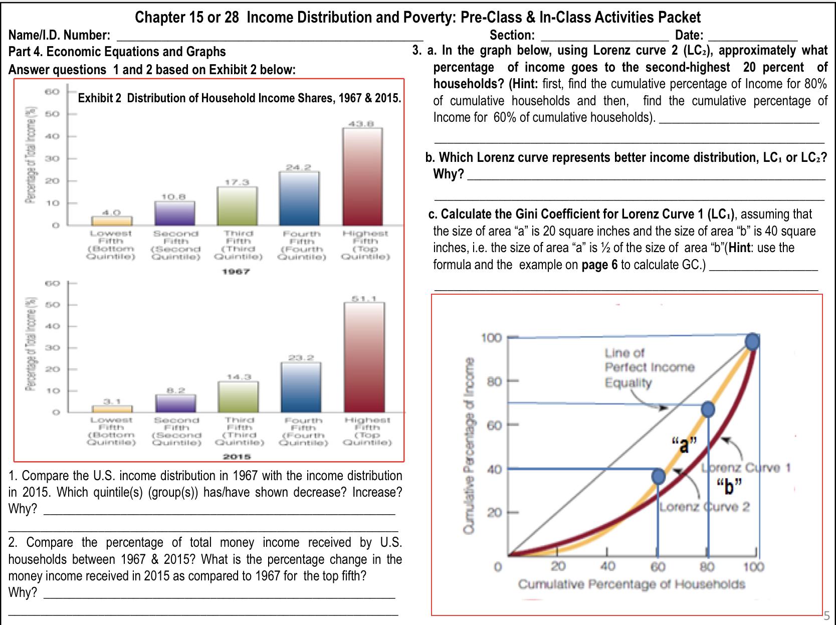 Chapter 15 or 28 Income Distribution and Poverty: Pre-Class & In-Class