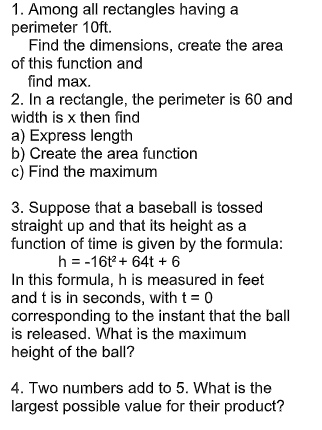 i need help with these questions 1. Among all rectangles having a
