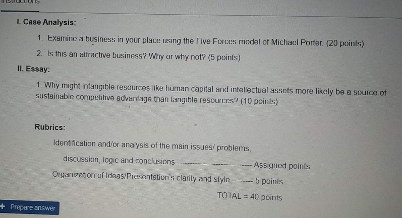 Examine a business in your place using Five Forces Model of Michael