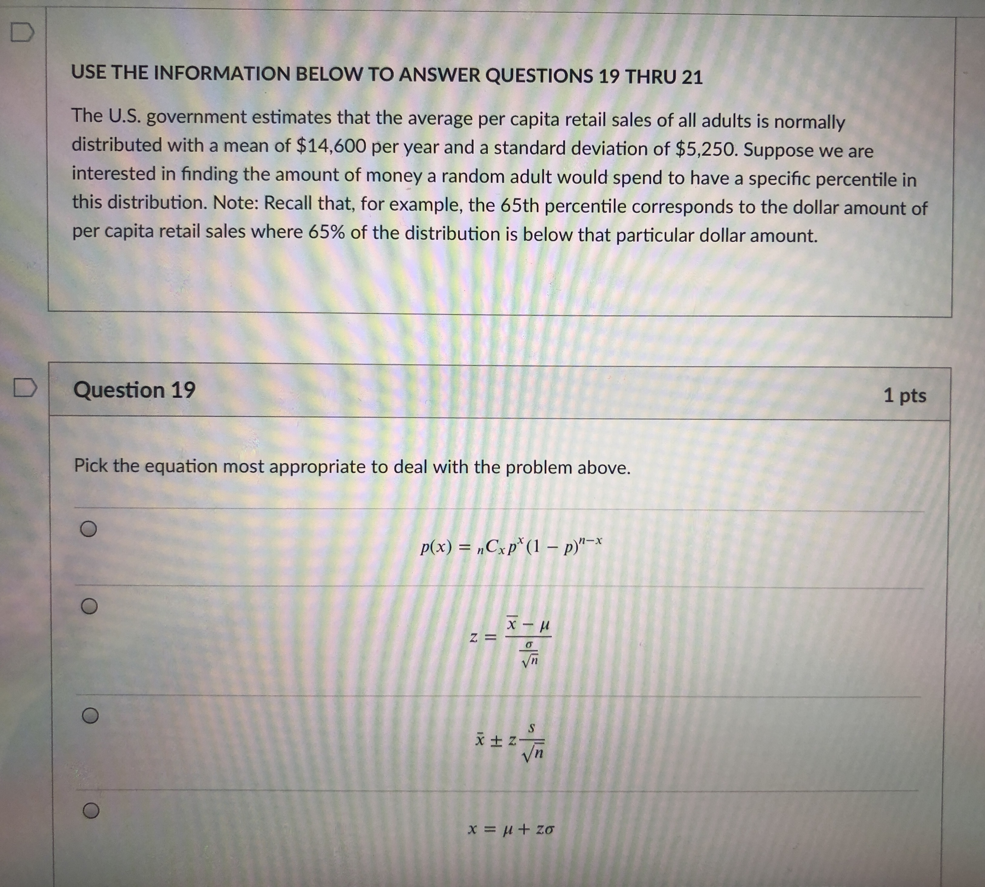  D USE THE INFORMATION BELOW TO ANSWER QUESTIONS 19 THRU 21