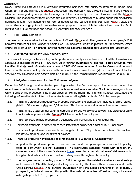 1. a. Assuming that a standard costing system is in place,