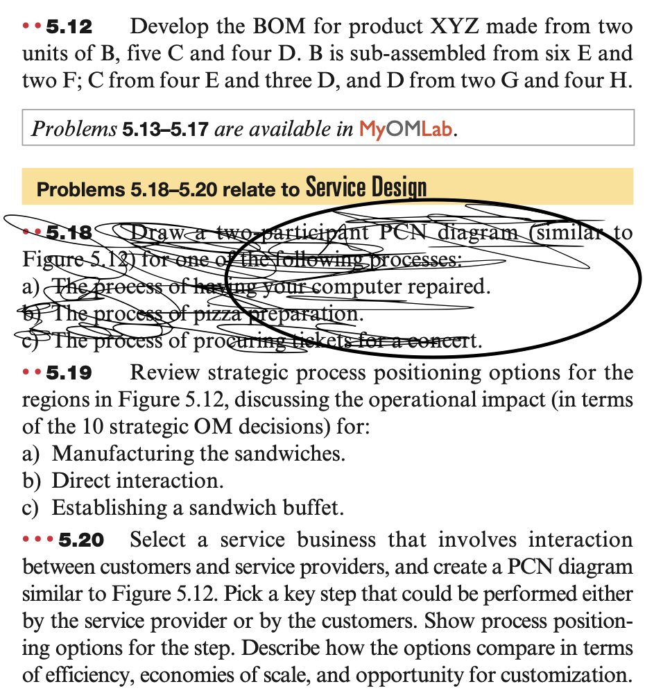  5.12 Develop the BOM for product xYZ made from two units