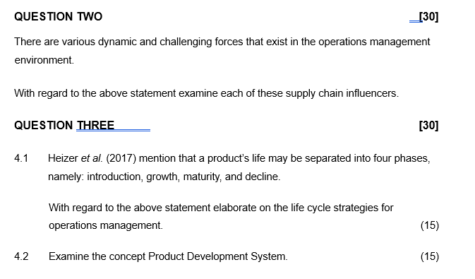  QUESTION TWO [30] There are various dynamic and challenging forces that