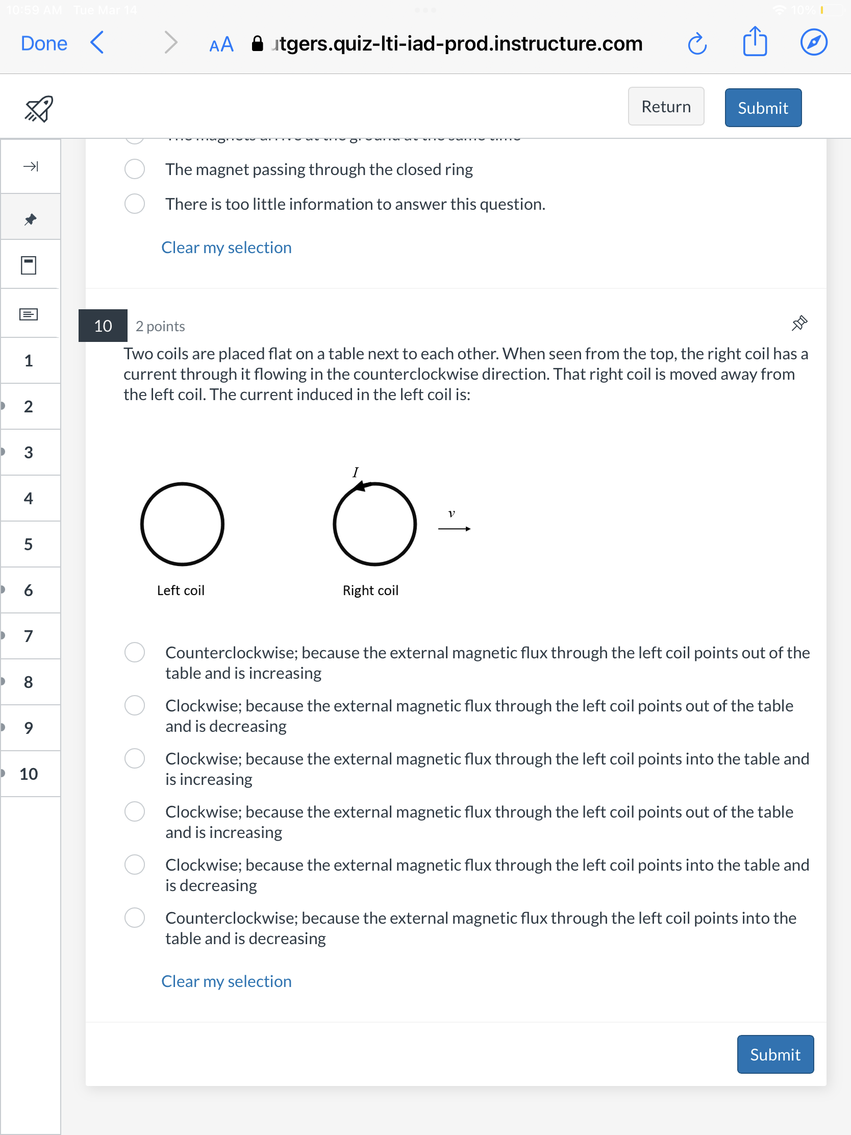 a magnitude of 0.5 T and the area of the loop is