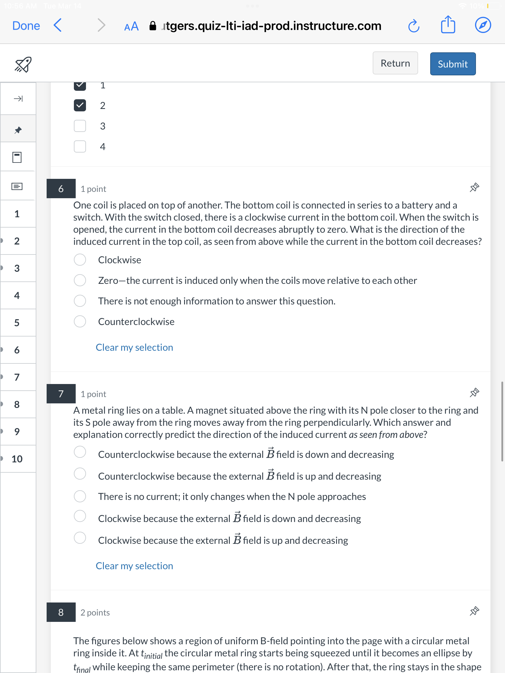 flows around the loop while it is rotating is: E B -