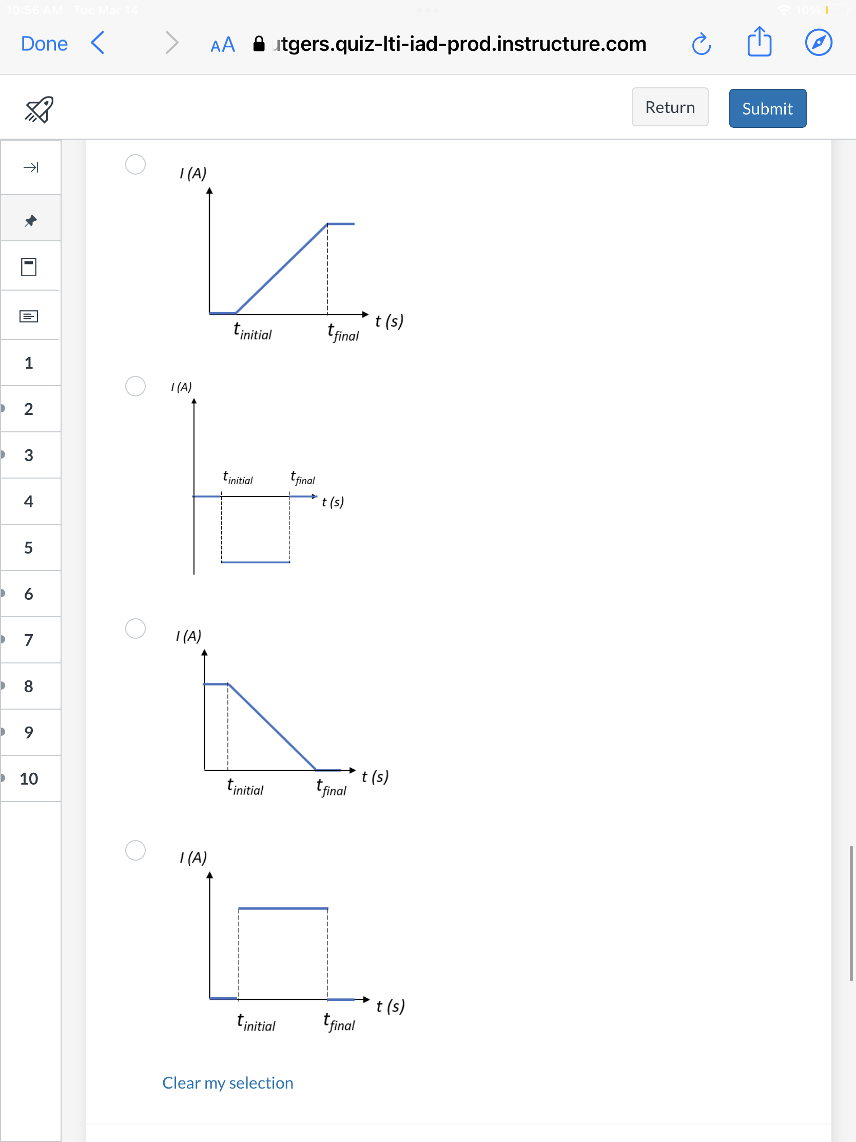 Clear my selectionDone K AA & itgers.quiz-Iti-iad-prod.instructure.com C Return Submit -7 1