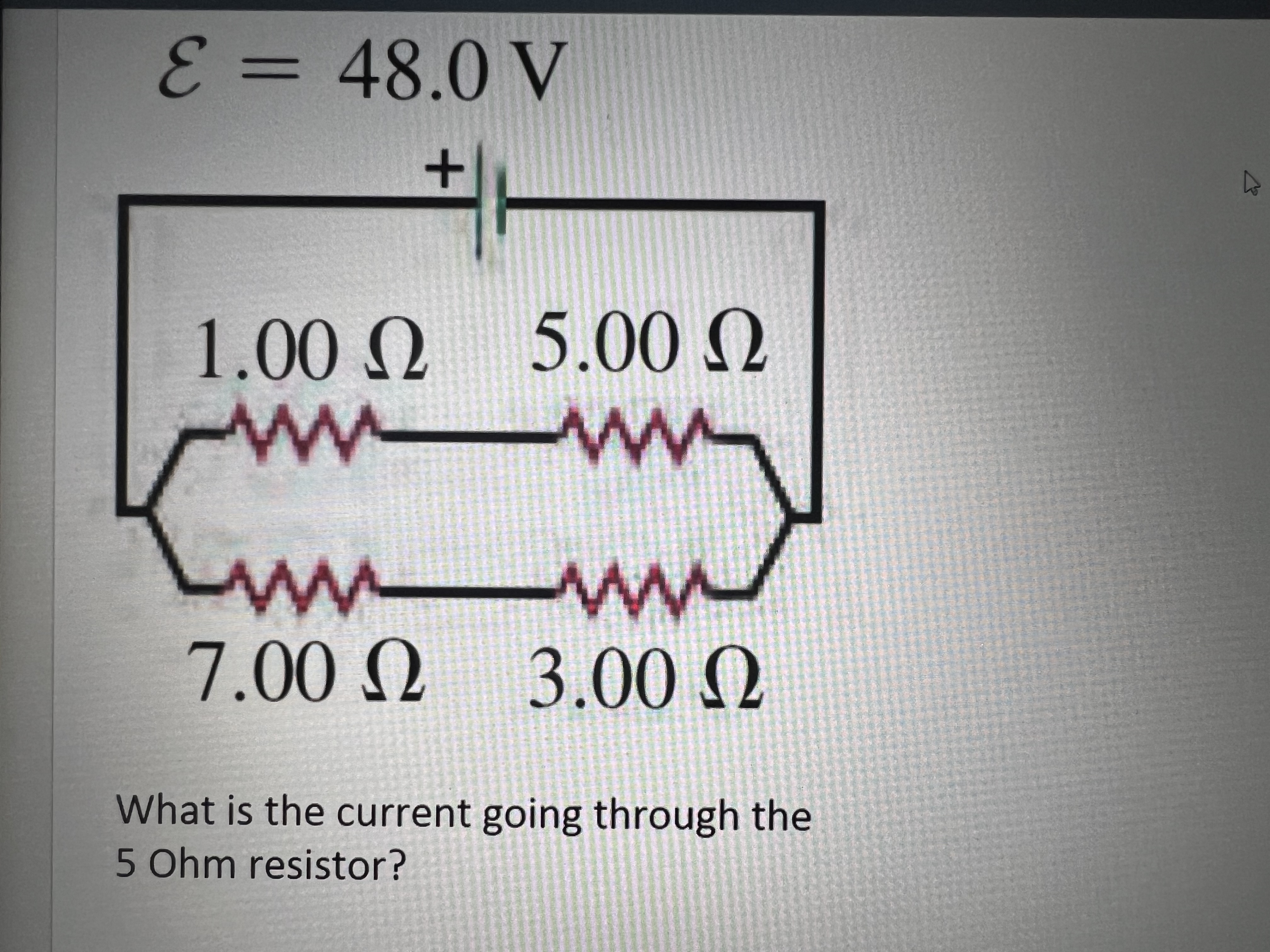 48. O V 1.000 5.000 7.000 3.000 What is the current going