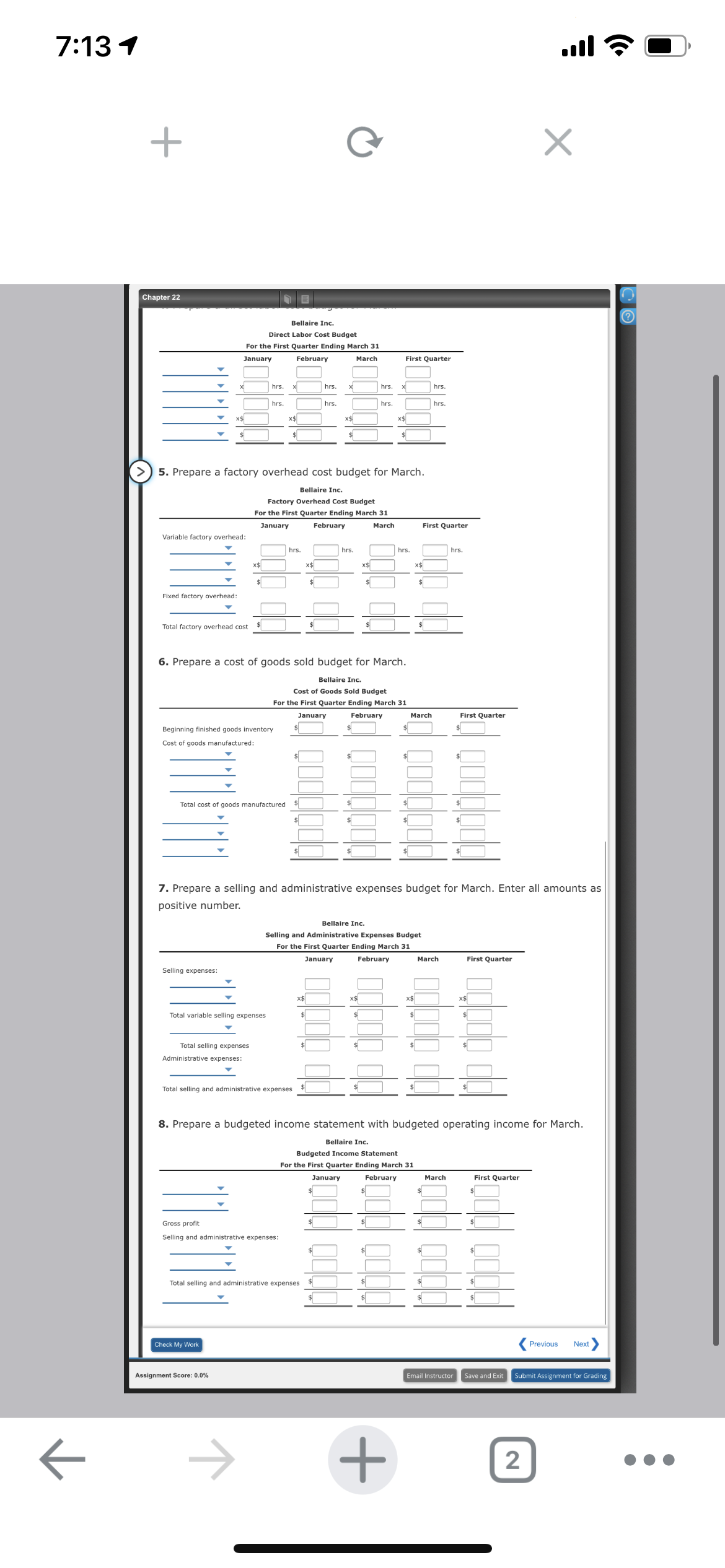 Materials Purchases Budget For the First Quarter Ending March 31 anuary February