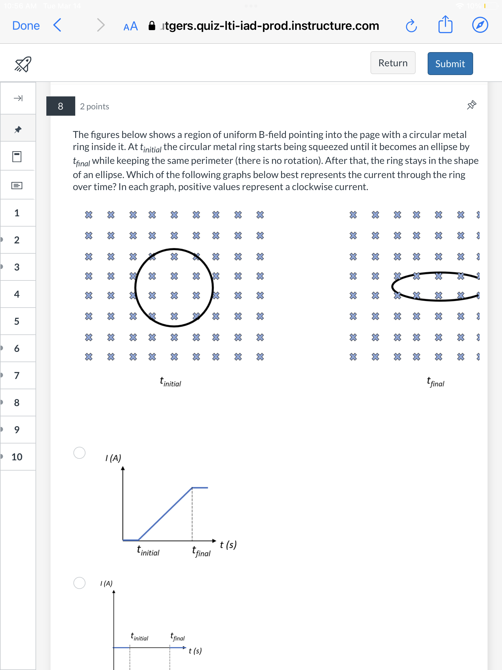 induced magnetic field (Bind) caused by the current induced in the ring.