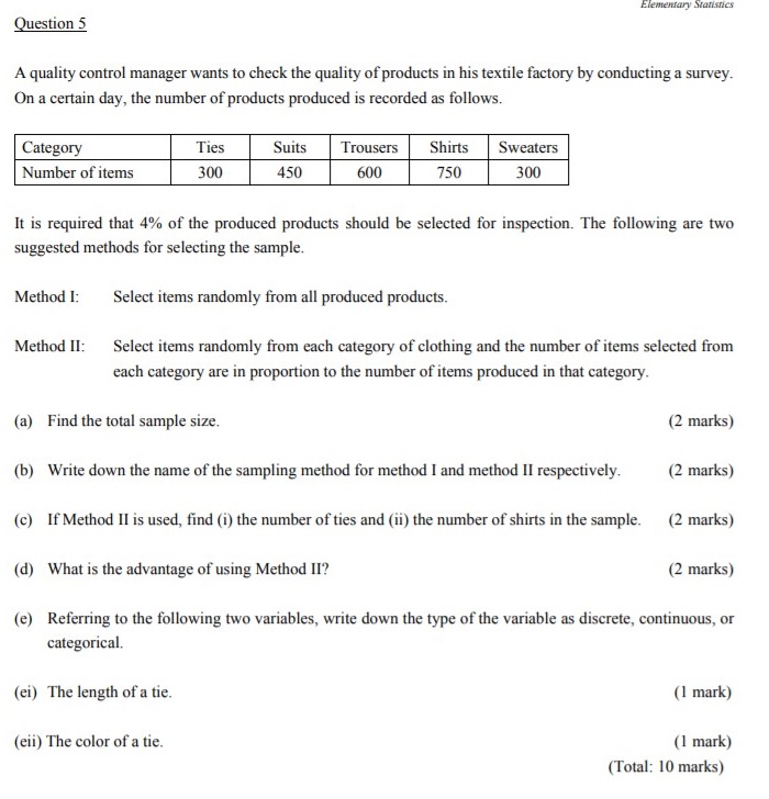 Elementary Statistics Question 5 A quality control manager wants to check