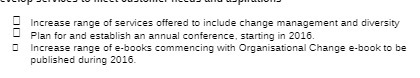  Increase range of services offered to include change management and diversity