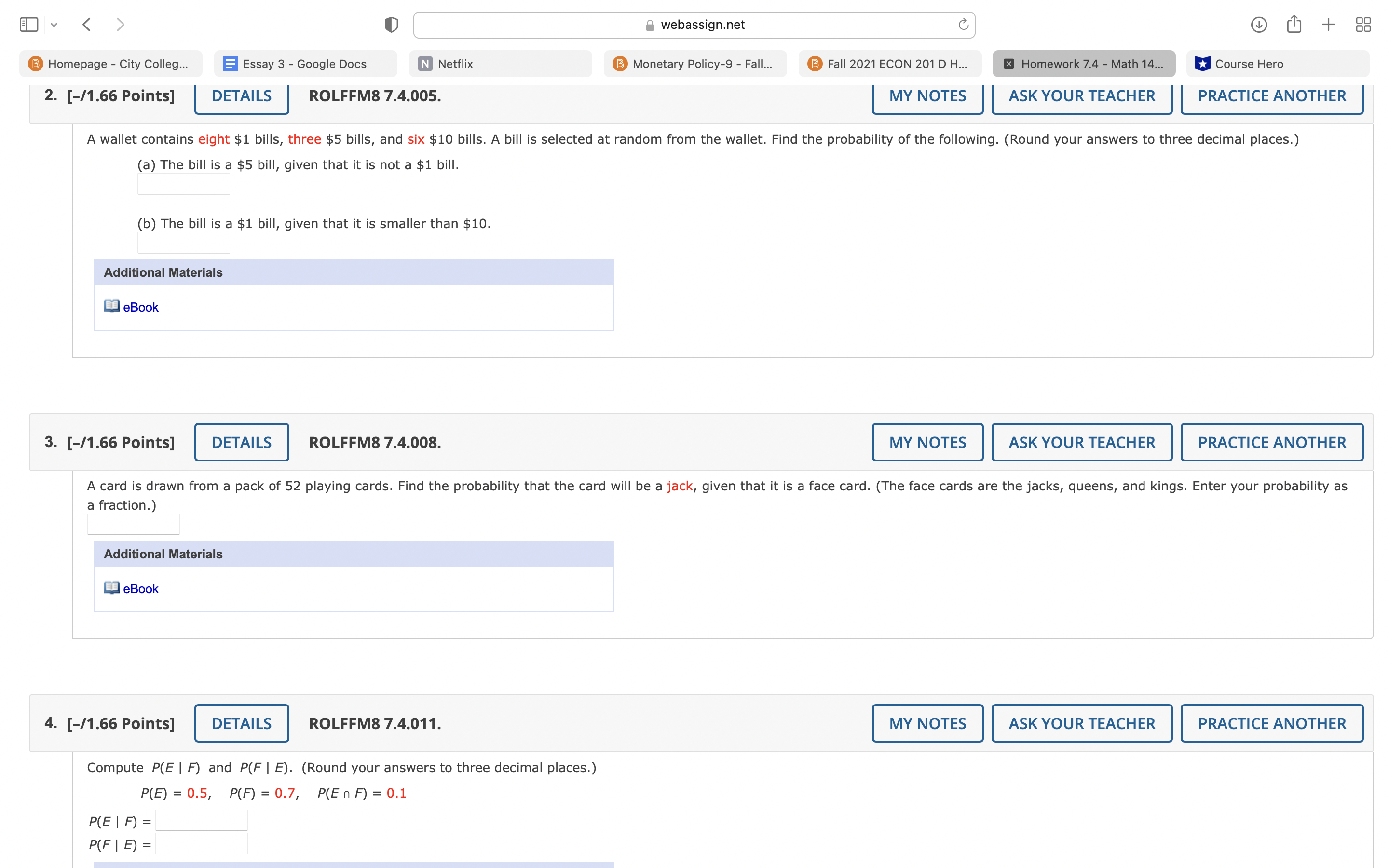 answer questions 2,3 & 4. > webassign.net C + 88 Homepage -
