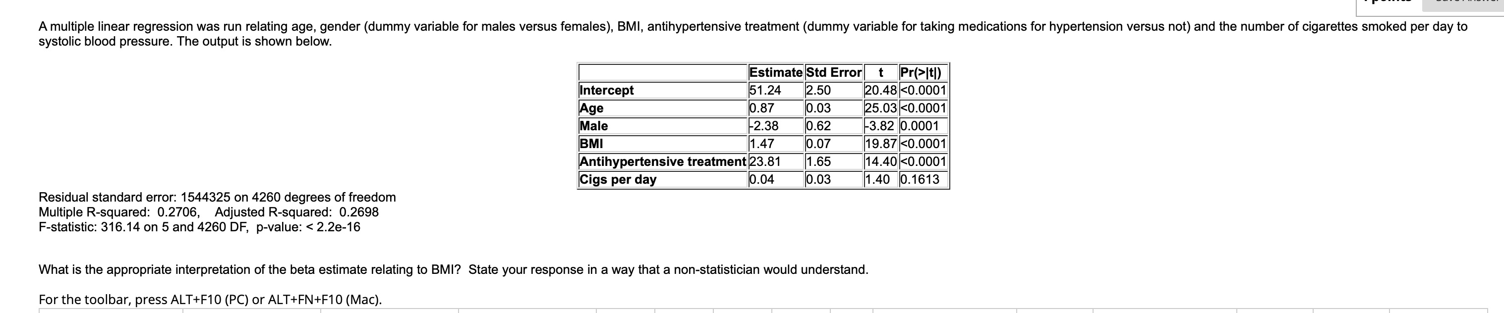  A multiple linear regression was run relating age, gender (dummy variable