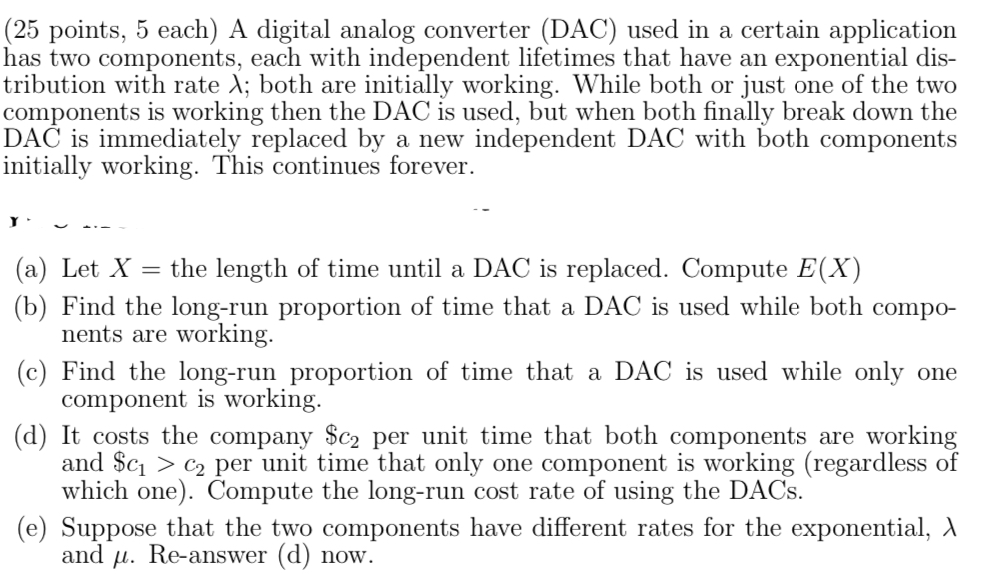 (25 points, 5 each) A digital analog converter (DAC) used in