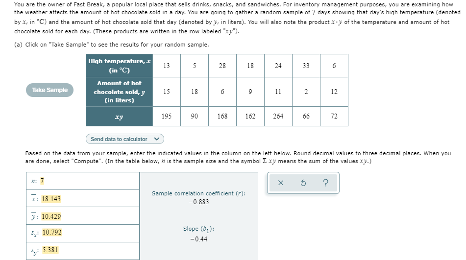the equation of the least-squares regression line for your data. Then on