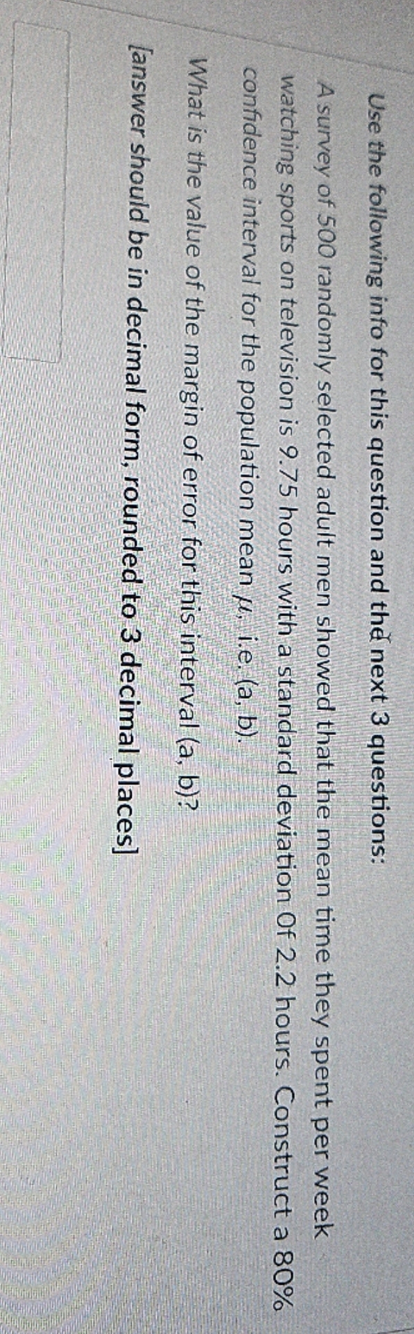 final answer please Use the following info for this question and the