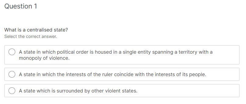 Please answer following 1-10 Multiple choice question belowFrom Anarchy to a Centralised
