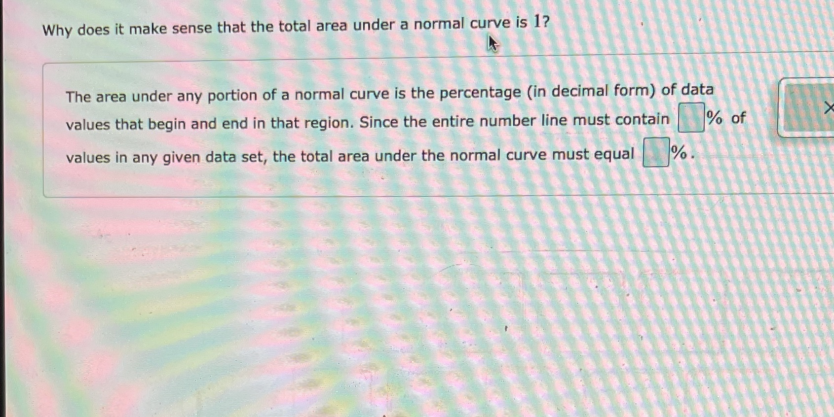 Help Why does it make sense that the total area under a