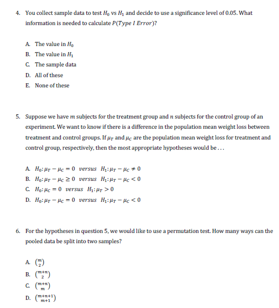  . You collect sample data to test Ho vs H, and