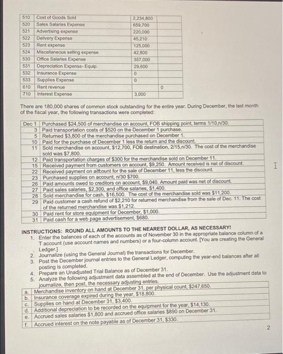 on page 2. the first page procides Nov. transaction. the sexond page