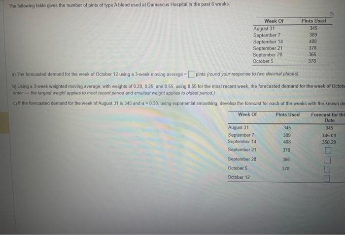 please help me by explaining and solving. thank you. The following table