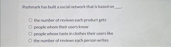  Poshmark has built a social network that is based on the