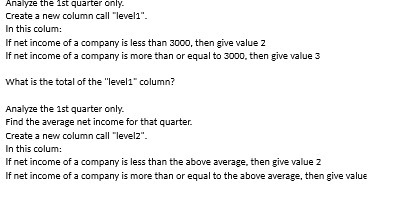 Create a new column call "level1"_ In this column If net