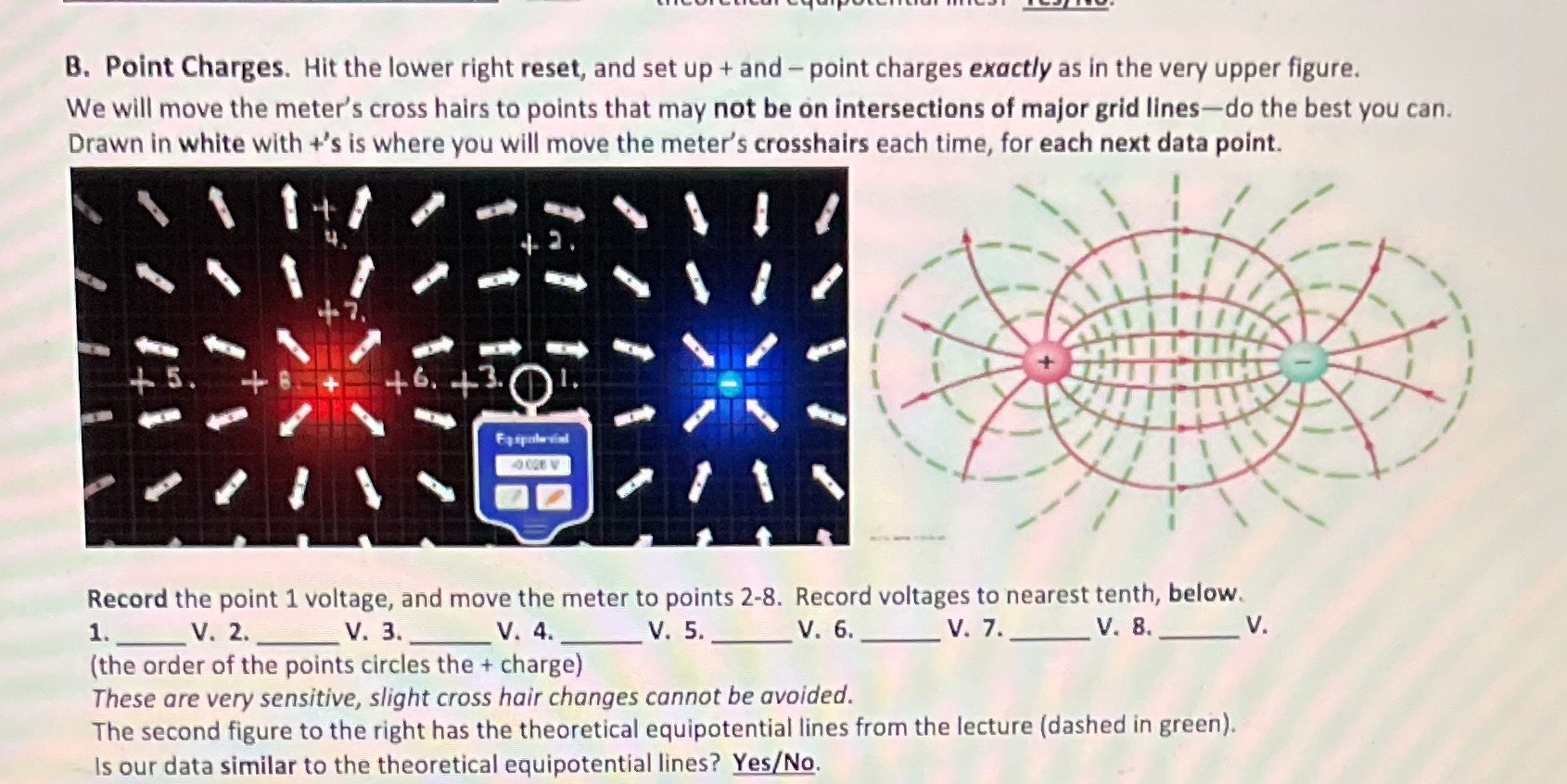 https://phet.colorado.edu/sims/html/charges-and-fields/latest/charges-and-fields_en.htmlThis is the link for this. B. Point Charges. Hit the lower