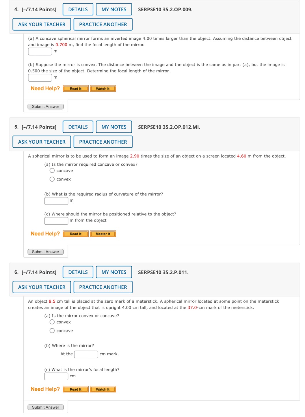  4. [-/7.14 Points] DETAILS MY NOTES SERPSE10 35.2.0P.009. (a) A concave