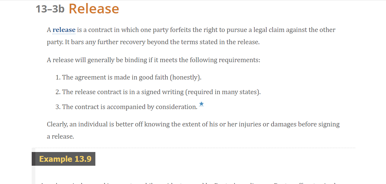 need explanation on this paragraph (cp 13) 13-3b Release A release is