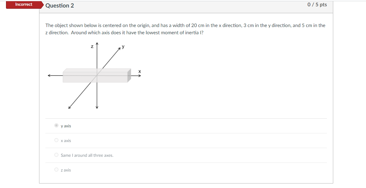 m Question 2 0 I 5 9'5 The object shown below