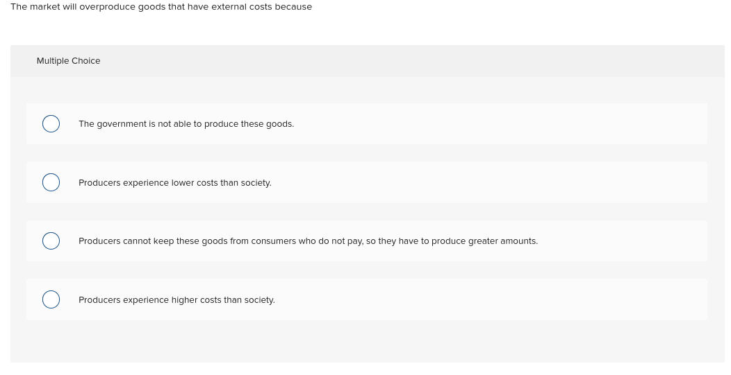 to produce question? Multiple Choice O Transfer payments. O The production of