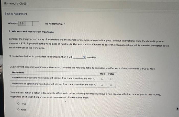  Homework (Ch 09) Back to Assignment Attempts 2.5 Do No Harm