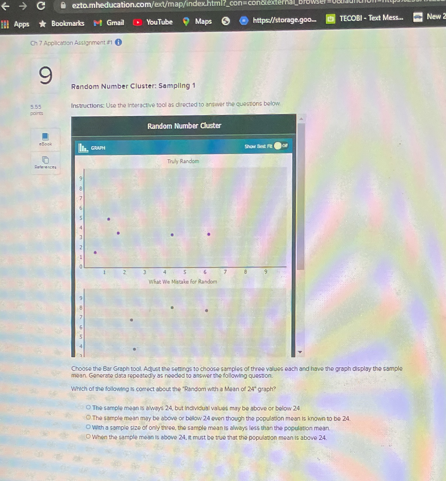 Random number cluster C ezto.mheducation.com/ext/map/index.html?_con=con&external_D ill Apps * Bookmarks M Gmail YouTube