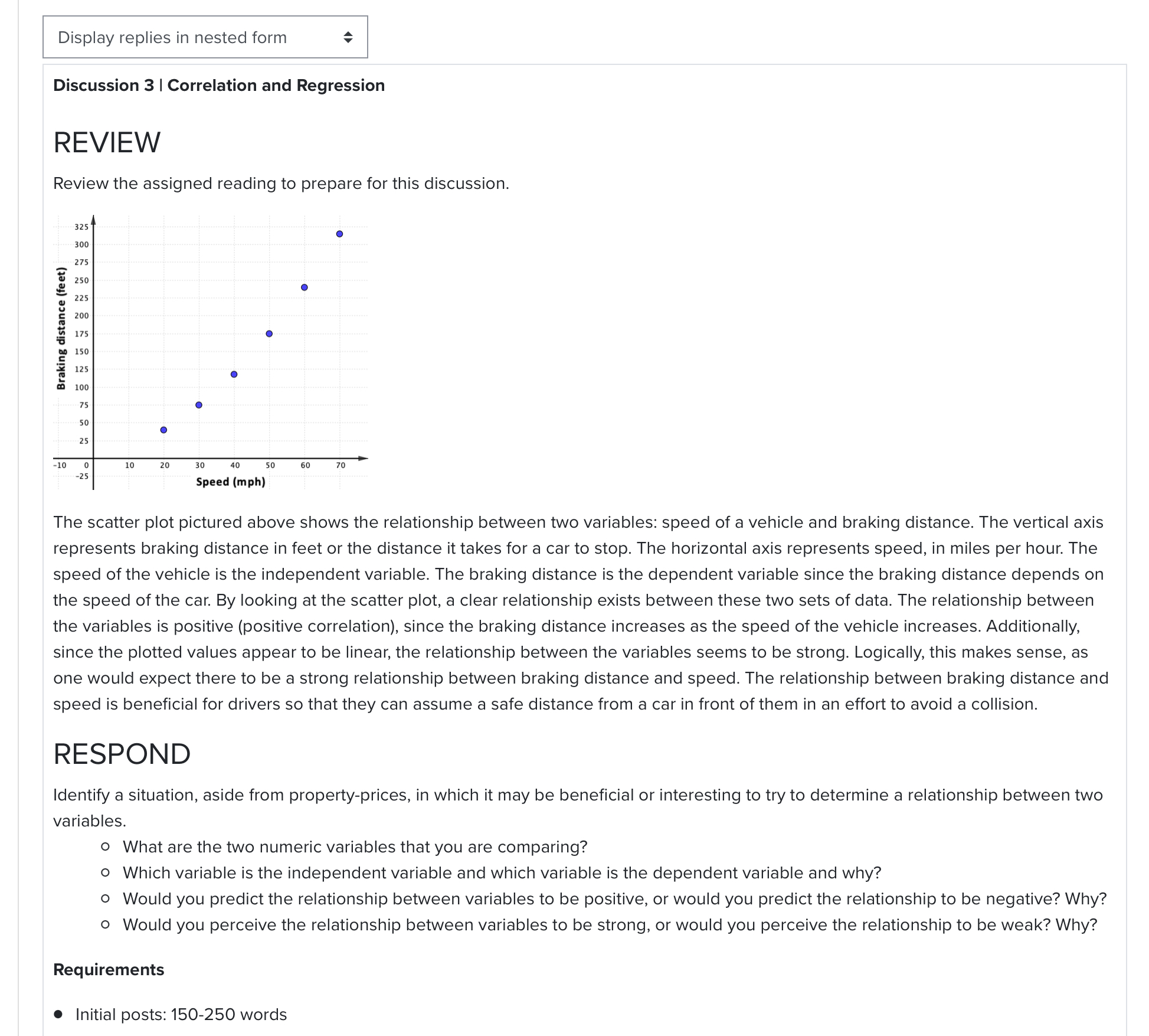  Display replies in nested form c Discussion 3 | Correlation and